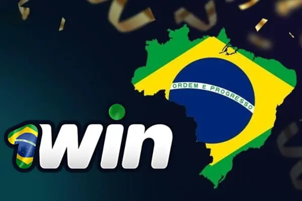 Logo da 1win com mapa do Brasil ao fundo