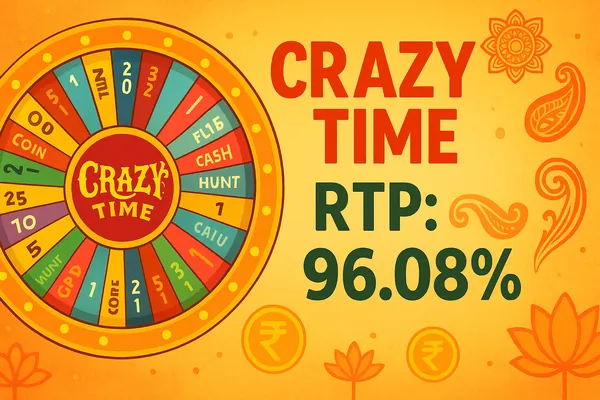 Ilustra&ccedil;&atilde;o do Crazy Time mostrando o RTP de 96,08%